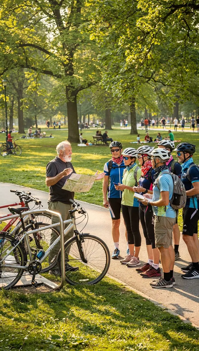 Radfahrer genießen eine Pause an einem ruhigen Rastplatz mit Blick auf malerische Landschaften.